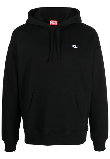 Diesel logo-patch cotton hoodie - Schwarz