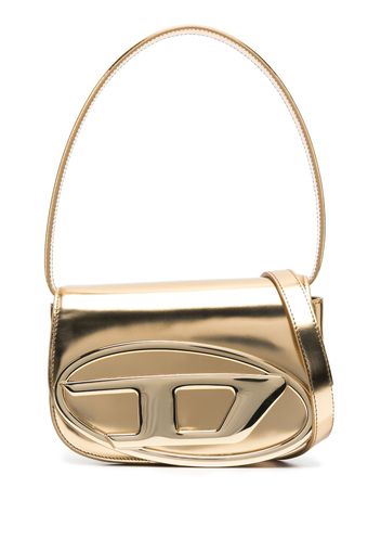 Diesel logo-plaque leather shoulder bag - Gold