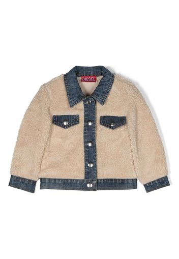 Diesel Kids Jeansjacke mit Faux Shearling - Nude