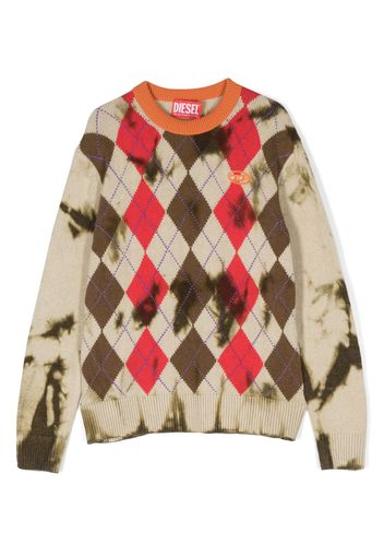 Diesel Kids Kairo Pullover mit Argyle-Muster - Nude