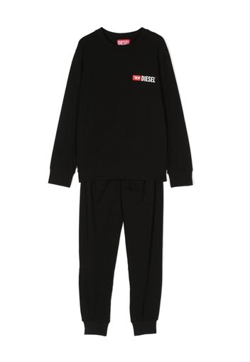 Diesel Kids Pyjama mit Logo-Print - Schwarz