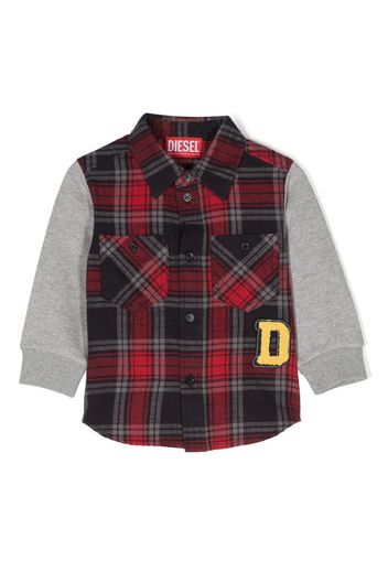 Diesel Kids Hemd mit karierten Einsätzen - Grau