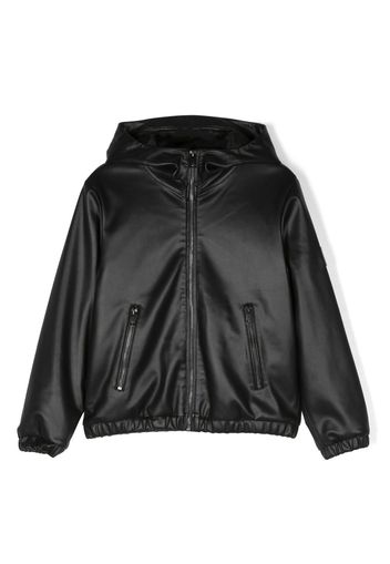 Diesel Kids Kapuzenjacke aus Faux-Leder - Schwarz