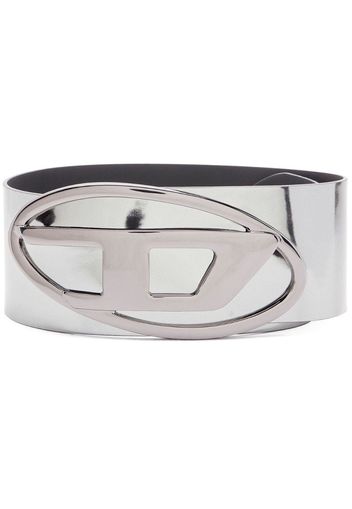 Diesel metallic logo-plaque leather belt - Silber