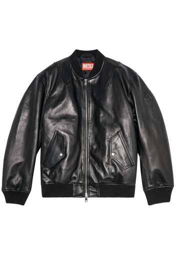 Diesel zip-up padded leather jacket - Schwarz