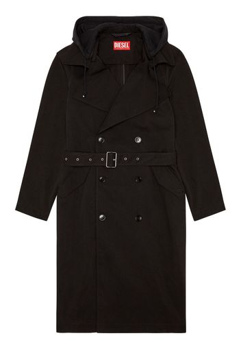 Diesel double-breasted hooded trench coat - Schwarz