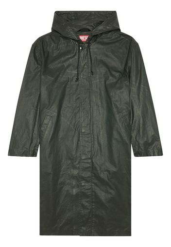 Diesel embroidered-logo hooded coat - Schwarz