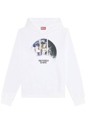 Diesel slogan-print cotton hoodie - Weiß