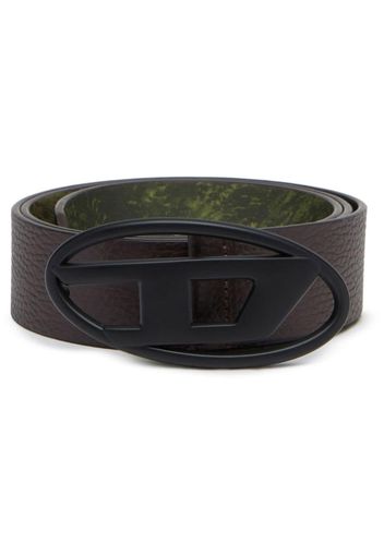 Diesel logo-plaque printed leather belt - Grün