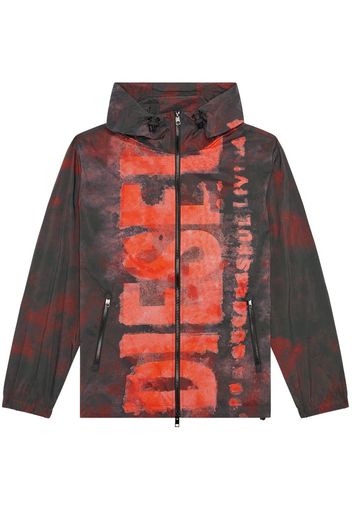 Diesel watercolour-effect logo-print windbreaker - Schwarz