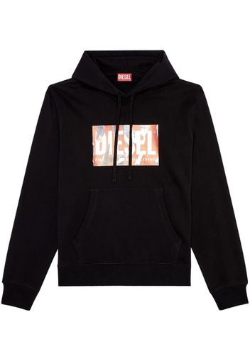 Diesel logo-print cotton hoodie - Schwarz