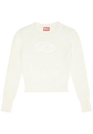 Diesel logo-embroidered wool-blend jumper - Weiß