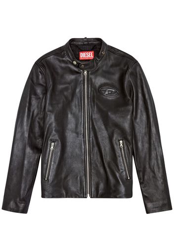 Diesel long-sleeved leather biker jacket - Schwarz