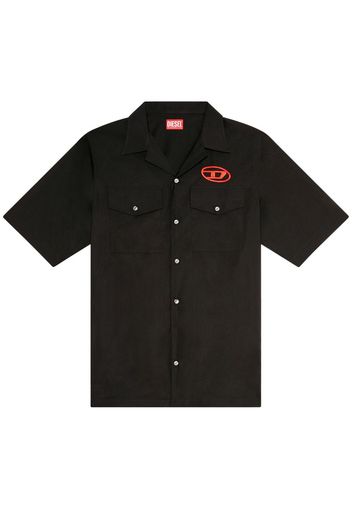 Diesel logo-embroidered cotton shirt - Schwarz