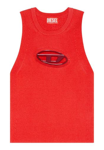 Diesel cut-out logo-plaque knitted top - Rot