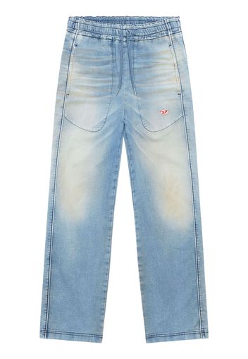 Diesel logo-embroidered wide-leg jeans - Blau