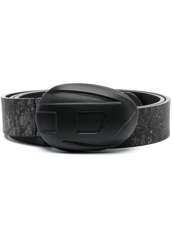 Diesel logo-buckle leather belt - Schwarz