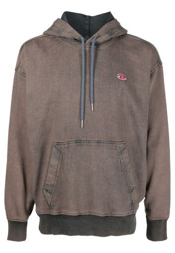 Diesel logo-patch denim drawstring hoodie - Braun