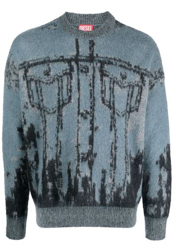 Diesel K-Patmos patterned-intarsia sweatshirt - Blau