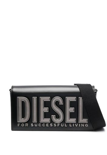 Diesel logo-lettering foldover tote bag - Schwarz