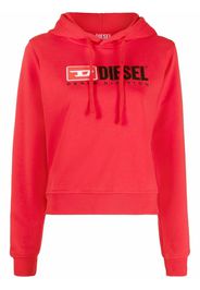 Diesel logo-embroidered cotton hoodie - Rot