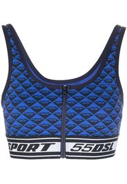 Diesel logo embroidered sports bra - Blau