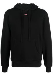 Diesel logo-embroidered cotton hoodie - Schwarz