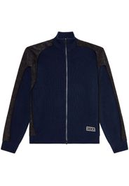 Diesel logo-patch zip-up cardigan - Blau