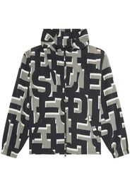 Diesel monogram-print hooded windbreaker - Grau