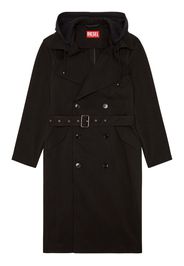 Diesel double-breasted hooded trench coat - Schwarz
