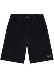 Diesel logo-embossed cotton track shorts - Schwarz