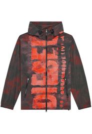 Diesel watercolour-effect logo-print windbreaker - Schwarz