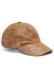 Diesel logo-embossed leather baseball cap - Braun