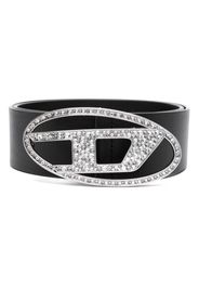 Diesel rhinestone-logo leather belt - Schwarz