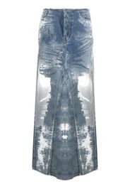 Diesel semi-sheer panels denim maxi skirt - Blau