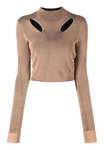 Dion Lee cut-out detail long-sleeved jumper - Braun