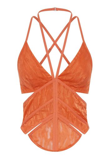 Dion Lee camouflage lace-panelled corset top - Orange