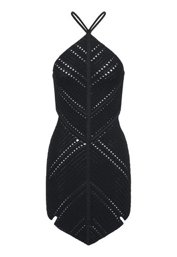 Dion Lee Leaf crochet mini dress - BLACK