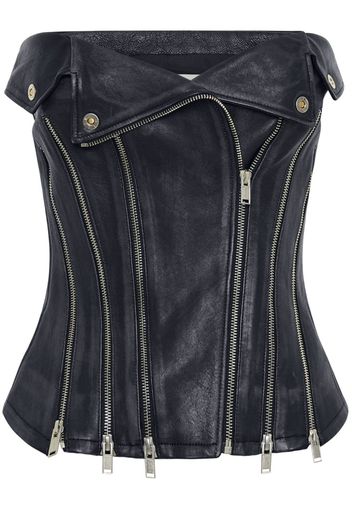 Dion Lee Biker zip-up leather corset - Schwarz