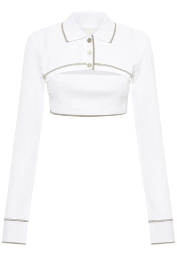 Dion Lee polo-collar cotton crop top - Weiß