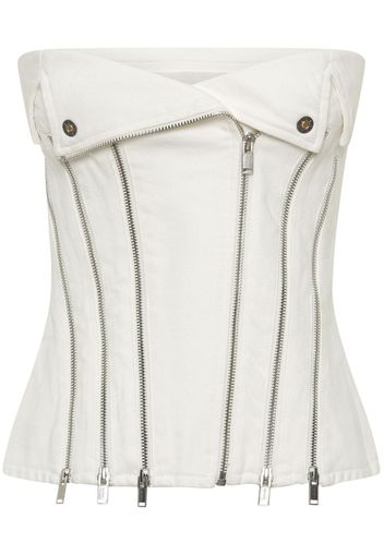 Dion Lee Biker denim corset top - Weiß