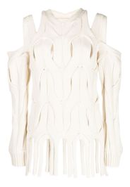 Dion Lee cable-knit fringed fringed sweater - Weiß