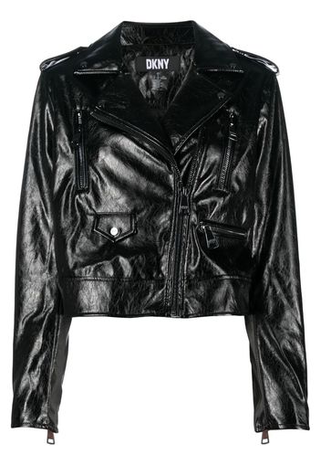 DKNY high-shine finish biker jacket - Schwarz