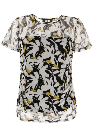 DKNY semi-sheer floral-print T-shirt - Weiß