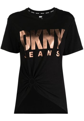 DKNY logo-print cotton-blend T-shirt - Schwarz