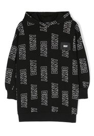 Dkny Kids Kapuzenkleid mit Logo-Print - Schwarz