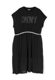 Dkny Kids logo-print mesh dress - Schwarz