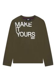 Dkny Kids slogan-print cotton top - Grün