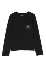Dkny Kids logo-patch long-sleeve cotton T-shirt - Schwarz