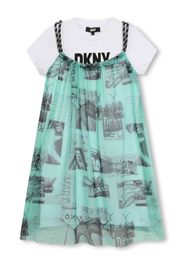 Dkny Kids A-Linien-Kleid im Layering-Look mit Print - Grün